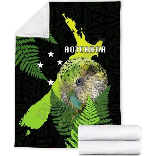 Premium Aotearoa Kakapo Bird Blanket printed fleece blanket Beds Hiking Picnic Thick Bedspread Sherpa Throw Blanket 02
