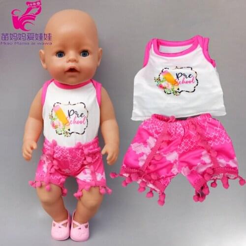 Doll clothes rose summer vest and short pants for baby new born doll 18 inch girl short shirt outwear