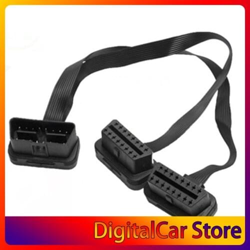 Portable OBD2 Extension Cord One-divided-two Connection Adapter Wire 16-pin Diagnostic Cable for OBD Interface Car Model