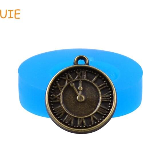 PYL698U 17.5mm Clock Pendant Silicone Mold for Fondant, Cake Decorating Tools, Jewelry DIY, Resin, Gum Paste, Chocolate, Candy