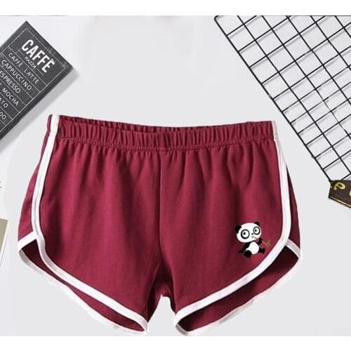 Hot Sexy Shorts Female Dog and Panda Pattern Shorts Women Blend 2021 Summer Contrast Binding Side Split Female Clothing