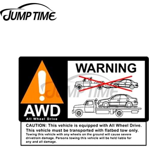 Jump Time 13 x 7.8cm For AWD Warning Towing Subaru Car Stickers Windows Bumper Decal Truck Trunk Sign Graphics Vinyl Car Wrap