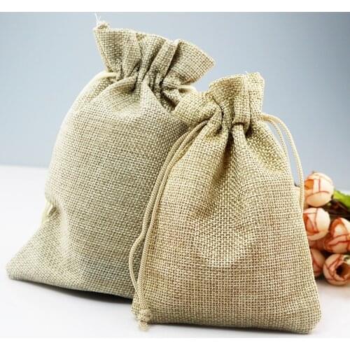 Top Quality 10PCS Burlap Jute Sacks Vintage Weddings Parties Favor With Drawstrings Gift Bags 13x18cm Natural Color