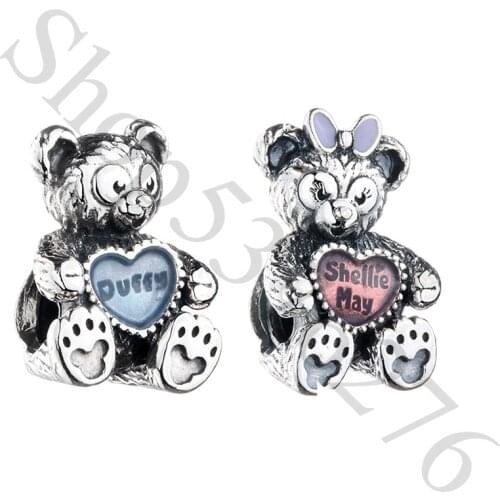 Authentic 925 Sterling Silver Bead Bear Shellie May & Duffy Charm Fit Fashion Women Pandora Bracelet Bangle Gift DIY Jewelry