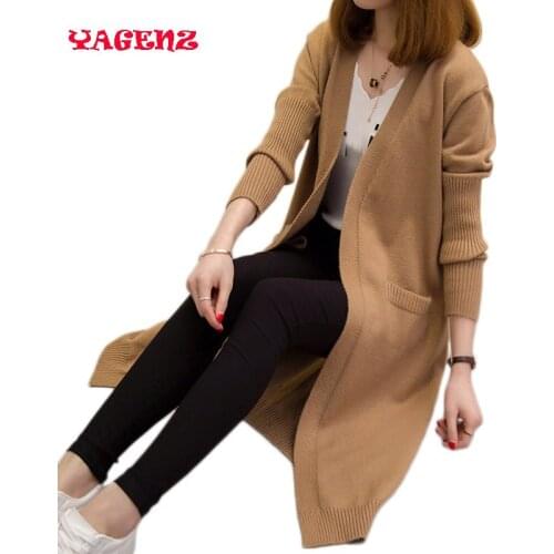 2020 autumn spring Women clothing sweater cardigan new loose large size V-neck long sleeves casual long female sweater coat