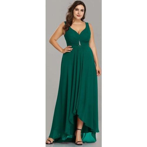 New Sleeveless V-Neck Evening Dress Zipper Back Simple Empire Pleat A-Line Sexy Floor-Length Plus Size Women Formal Gowns D962