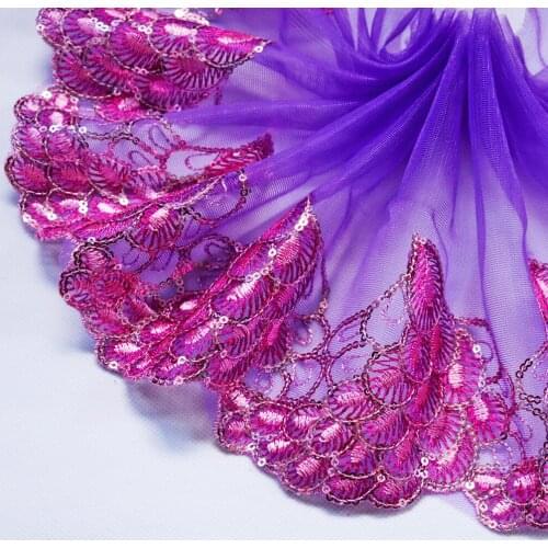 1 Meter 20CM Wide Multi Mesh Peacock Embroidery lace fabric embroidered lace trims ribbon bra Dolls Dress decoration DIY Lace