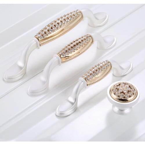 1PC Luxury Diamond Cabinet Knobs and Handles Door Cupboard Kitchen Furniture Pull Handles Furniture Hardware with Screws