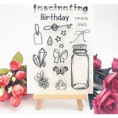 1pc Wishing Bottle Silicone Clear Seal Stamp DIY Scrapbooking Embossing Photo Album Decoration Rubber Stamp Art Handmade Puzzle