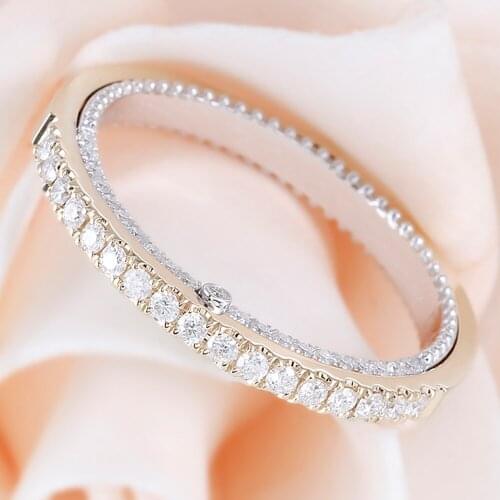 10K Au417 White and Yellow Gold Women Ring Moissanite Diamonds Round Elegant Wedding Party Engagement Anniversary Ring Trendy