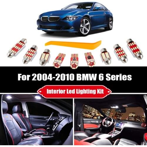 14 Bulbs For BMW 6 Series E63 2004-2009 2010 White Canbus LED Interior Map Dome Light Kit Door Mirror License Lamp Accessories