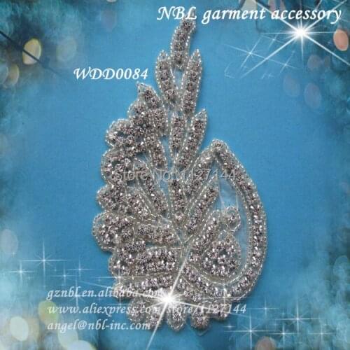 30 PIECES) crystal bridal rhinestone beaded applique for wedding evening dress iron on WDD0084