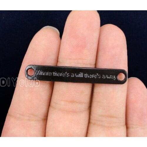 50pcs-Black Tone Where Theres A Will Theres A Way Connector Charms 45x7mm