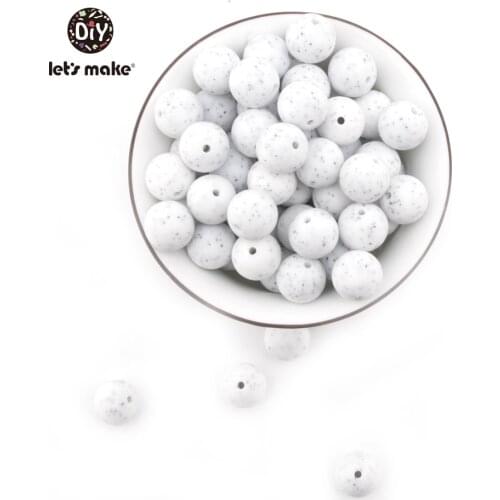 Lets Make Silicone Bead Marble 50pc Round Small Size 9mm-15mm Baby Silicone Teething Diy Accessories Jewelry DIY Beads