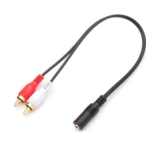 6 pulgadas divisor estéreo 3,5mm hembra a 2-RCA Adaptador de Audio-Jack