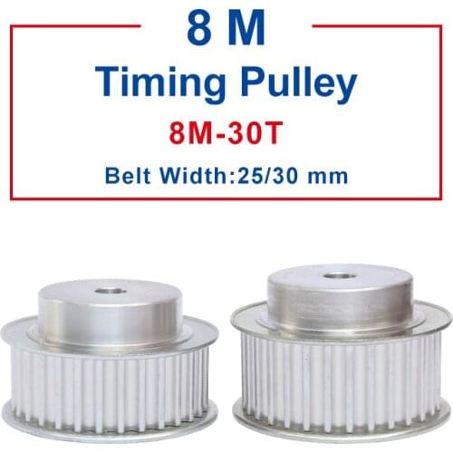 8M 30T Timing Pulley Process Hole 12 mm Teeth Pitch 8 mm Aluminum Pulley Wheel Slot Width 27/32 mm For 25/30 mm 8M Timing Belt