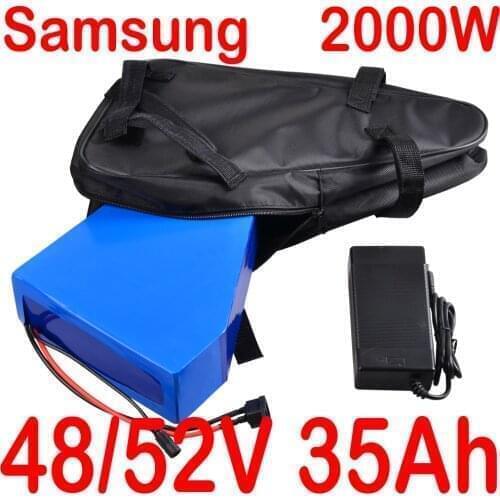 Free Tax ebike battery48V 52V 13Ah 15Ah 18Ah 20Ah 25AH 30Ah 35Ah 1000W 2000W Electric Bike Triangle Lithium Battery Samsung Cell