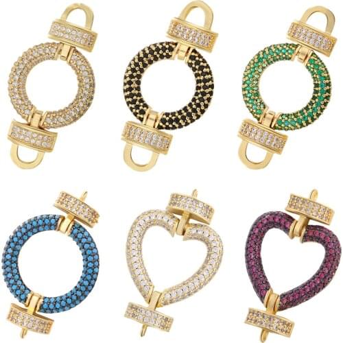 DIY Bracelets Accessories Lips Shape Clasp Round AAA Cubic Zirconia Connector For Handmade Necklace Making Jewelry Finding