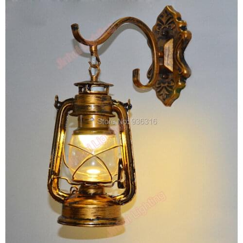 Antique Copper Vintage Lantern Wall Lamp Personalized Kerosene Lamp Fashion Iron Wall Lights Cafe aisle lights