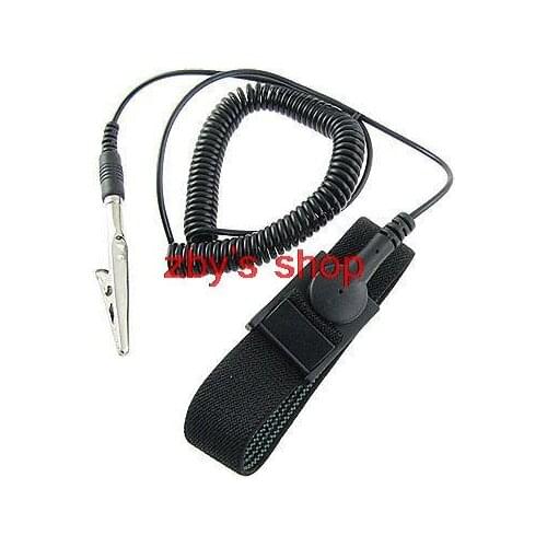 Anti Static Ground PC Repair Wrist Strap Band Black w Alligator Clip