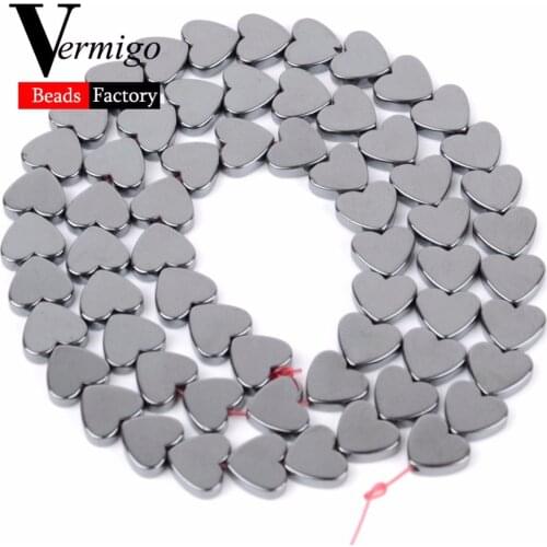 Natural Stone Black Love Heart Hematite Loose Beads For Jewelry Making Beadswork Handmade Necklace Charm Accessories 15"Strand