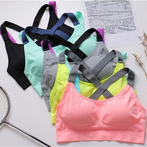 Cross Back Women Sports Bra Quick Dry Padded Shockproof Gym Fitness Running Sport Brassiere Tops Push Up Bras