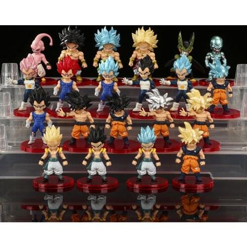 21pcs Anime Action Figures Dragon Ball Model Figure Toy Gift Super Saiyan Goku Vegeta Trunks Majin Ornaments Children Toy Gift