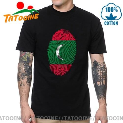 Tatooine Leisure Tee shirt Maldives Flag Fingerprint T shirt Maldives Thumbprint T-shirt Patriotic Casual Tee shirt 2020 New Hot