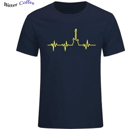 NEW Bass Guitar Heartbeat Summer T Shirt Men Printed Custom 100% Cotton Short Sleeve Valentine Gift Mens T-shirts