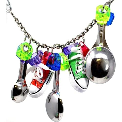 Parrot Chewing Toys Bird Spoon Chewing Toys with Mini Sneaker Parrot Cage Toys for Small to Medium Birds Parakeet Cockatiel