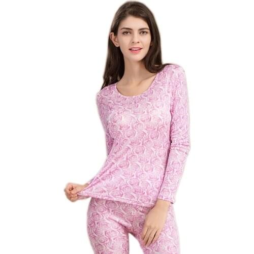 100% Pure Silk Womens Long Johns Sets Ladies Warm Clothing Femme Thermal Underwear Set Female Body Suits Women Long Johns Woman