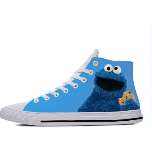 Sesame Street elmo Cookie Monster Cartoon Fashion Casual Canvas Shoes High Top Lightweight Breathable Printed Men women Sneakers