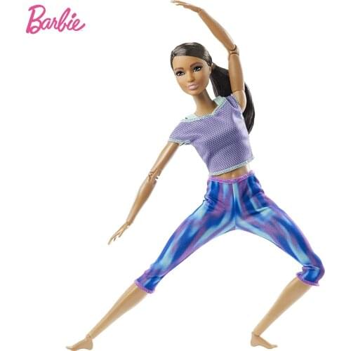 Barbie Made To Move Doll with 22 Flexible Joints Curly Brunette Ponytail Wearing Athleisure for Kids Toys Birthday Gift GXF06