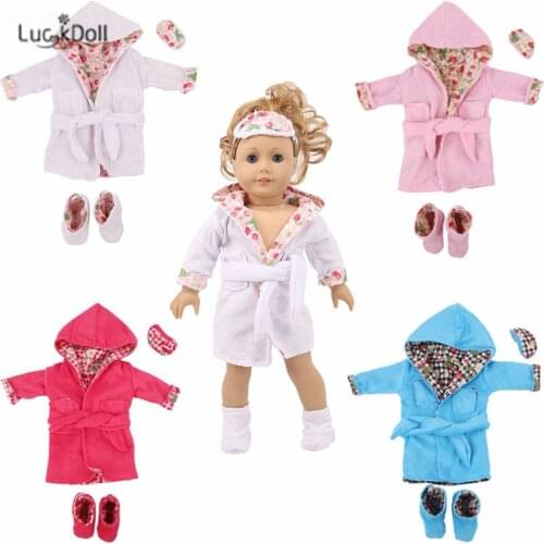 Doll Plush Hooded Nightgown Pajama Suit 43 cm Baby Doll And 18 Inch American Doll Accessories,Our Generation Best Gift For Girl
