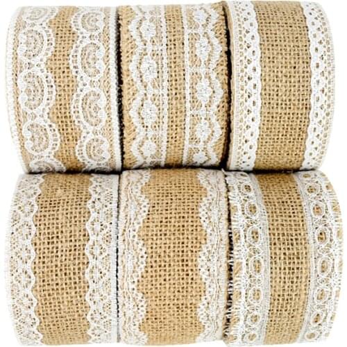 2Meter 5cm Natural Jute Burlap Roll Hessian Lace Fabric Ribbon For Vintage Wedding Party Supplies Gifts Packing Decor DIY Crafts