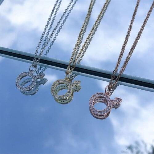 Fashion Jewelry Gold Silver Circle Arrow Pendant Necklace Classic Temperament Necklace with Rhinestones