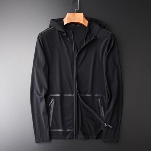 21N Male Jacket Autumn 21N Style Lightweight Fabric Jelly Printing Mens Jackets And Coats Slim Fit Black Hooded Man Jackets