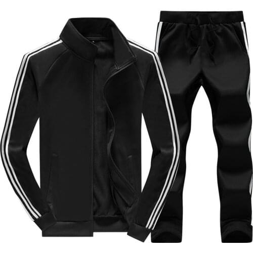 New 2019 Autumn Winter Mens Sweatsuit Sets 2 Piece Zipper Jacket Track Suit Pants Casual Tracksuit Men Sportswear Set Clothes