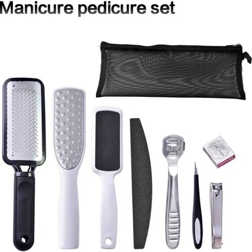 9 in 1 Professional Foot Care Kit Pedicure Tools Set Stainless Steel Foot Rasp Foot Dead Skin Remover Clean Toenail Care Kit