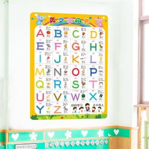 [shijuekongjian] English Alphabet Wall Stickers DIY Animal Wall Decals for House Kids Room Baby Bedroom Nursery Decoration
