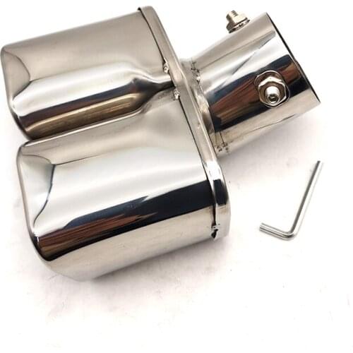 Stainless steel 60mm Car Exhaust Double pipe Muffler Tip Covers Car-styling Modification