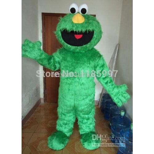 NEW HOT SALE green elmo monster cartoon Mascot Costume Fancy Dress Animal mascot costume free shipping