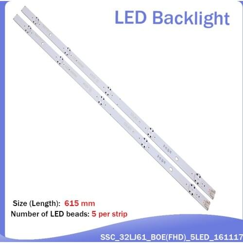 New 2 PCS/set 5LED 615mm LED backlight strip for LG 32lj610V REf289 LED ARRAY ASSY 32LJ61 SSC_32LJ61_BOE(FHD)_5LED EAV63673021