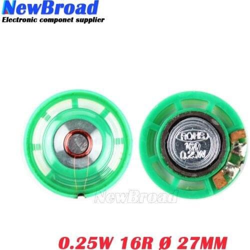 5pcs/lot New Ultra-thin Mini speaker 16 ohms 0.25 watt 0.25W 16R speaker Diameter 27MM 2.7CM thickness 7MM