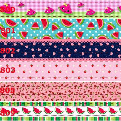 NEW sales 50 yards fruit watermelon & strawberry ribbon printed grosgrain ribbons free shipping
