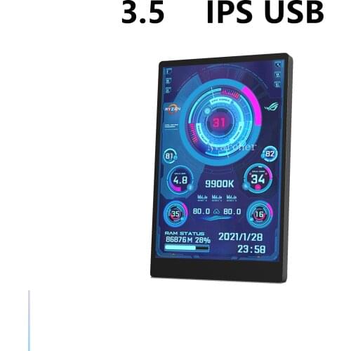Nvarcher 3.5 Inch 480*320 IPS LCD Monitor Display AIDA64 USB Display Sub-Screen Support Raspberry Pi With RGB Breathing Light