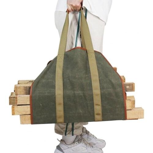 Wholesale Supersized Canvas Firewood Wood Carrier bag Log Camping Holder Carry storage bag Wooden Canvas Bag Hot sale