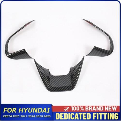 Fit For Hyundai Creta IX25 2017 2018 2019 2020 Car Steering Wheels Kit Trim Frame Cover Interior Decoration 3Pcs/Set