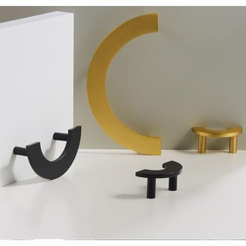 Semi-Circle Cabinet Handles Brass Wardrobe Knobs Round Drawer Pull Handle American Furniture Hardware