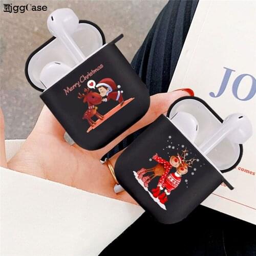 Christmas Case For Airpods 1 Black Frosted Soft Silicone Cover For Airpod 2 1 New Year gift Wireless Bluetooth Earphone Cases